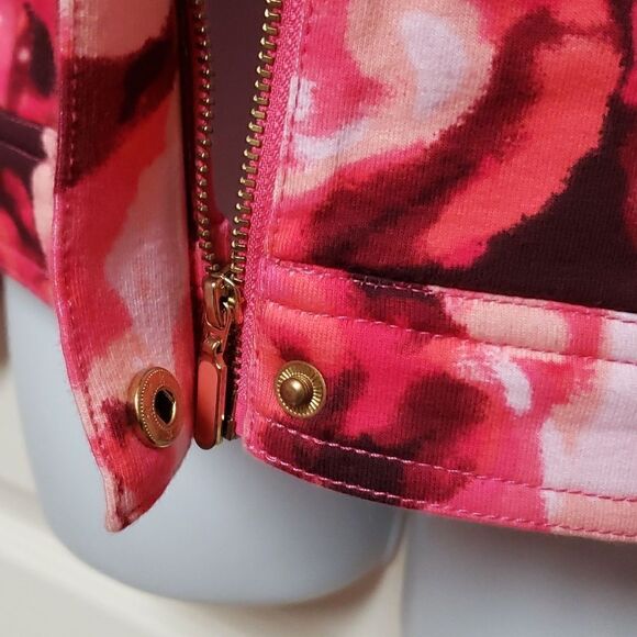 🌹Issac Mizrahi Cotton Blend Pink Print Jacket sz XS-M L8ke New - Picture 11 of 12